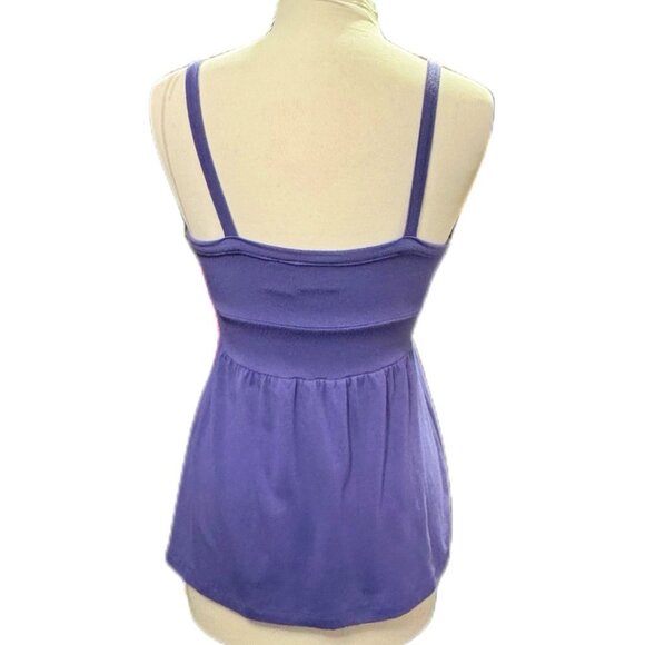 Xhilaration Casual Babydoll Tank Top Purple Tie Front Stretch Small Empire Waist - Picture 2 of 9
